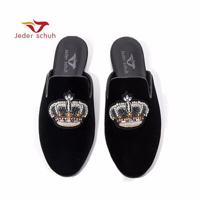 

Jeder schuh new style Handmade men velvet slippers Rhinestone Design insole indoor&party dual-use mens casual shoes