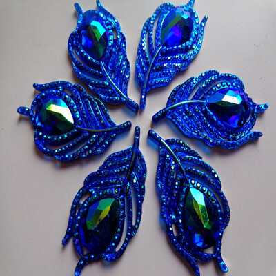 

20шт новый стиль моды шить на кристалл глубокий синий rhinestones flatback лист формы 25 * 50мм камни драгоценных камней