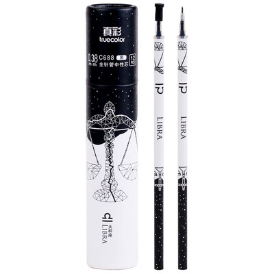 

TRUECOLOR 038mm black needle head gel pen pen pen refill pen refill student office 12 constellation alliance Libra 12 box C688