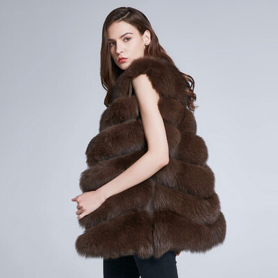 

Womens Winter natural Fox Fur jackets female fur coat Real fur vest Warm Discount 2018 New warm H6X-65C