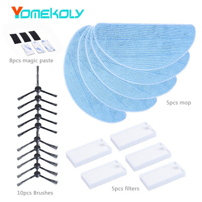 

28PCS Side Brushes Hepa Filters Mop Cloths Magic Paste Set for Ecovacs CEN540 X500 CR120 CR121 Vacuum Cleaner Replacement Kits