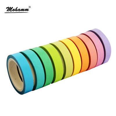 

10 Pcsbox Rainbow Solid Color Japanese Masking Washi Sticky Paper Tape Adhesive Printing DIY Scrapbooking Deco Washi Tape Lot