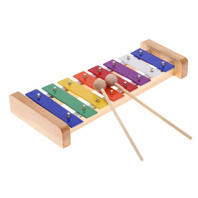 

Wood Pine Xylophone 8-Note 3mm Colorful Aluminum Plate C Key Percussion Toddle Kid Musical Toy