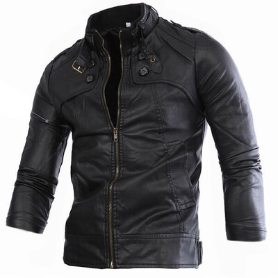 

Zogaa New Mens Leather Clothing Stand Collar