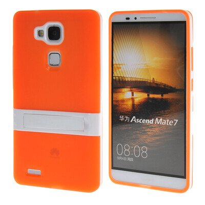

MOONCASE Jelly Color Silicone Gel TPU Skin Slim With Stand Back Case Cover for Huawei Ascend Mate 7 Orange
