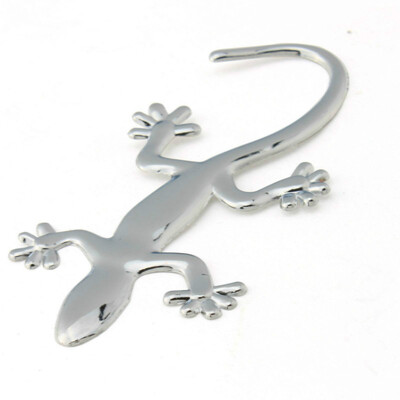 

3D Silver Car Auto Wall GeckoHouse Lizard Emblem Badge Decal Sticker 21034 NEW 2PCS