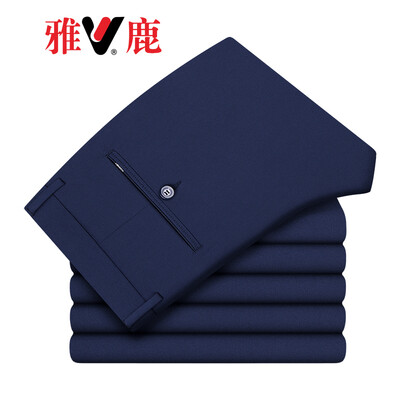 

Yalu casual pants mens business casual micro-elastic long pants mens fashion solid color slim thin section comfortable casual pants BS-8551064 dark blue 32
