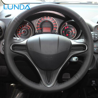 

LUNDA Black Leather Car Steering Wheel Cover for Honda Civic Old Civic 2006-2011