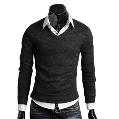 

Men Casual Slim Fit V-neck Knitted Cardigan Pullover Jumper Sweater Top