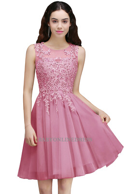 

Silver Gray Sheer Tulle A Line Homecoming Dresses Lace Applique Knee Length Formal Short Party Cocktail Prom Dresses