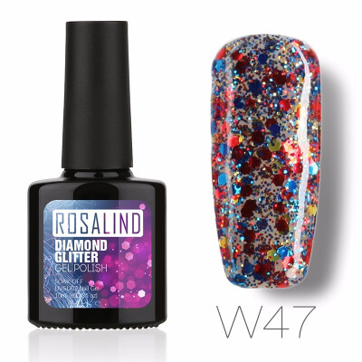 

ROSALIND Gel 1S PBlack Bottle 10ML Diamond Glitter W01-29 Gel Nail Polish Semi Permanent Nail Art UV&LED Soak-Off gel lacquer