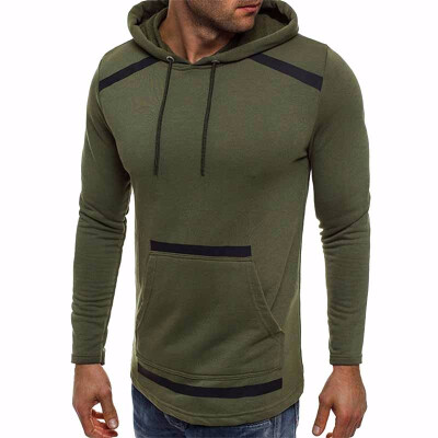 

Mens Fashion Solid Color Hooded Sweater Long Sleeve Casual Large Pocket Design Pullover Hoodie