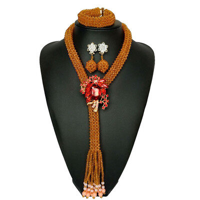 

Red Crystal Beads Bridal Jewelry Sets African Costume Necklace Nigerian Wedding African Beads Jewelry Set Free Shipping