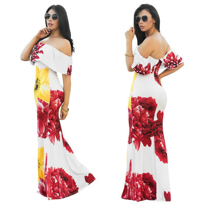 

Women Floral Off Shoulder Long Maxi Dress Evening Party Summer Beach Sundress