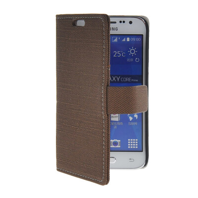 

MOONCASE High quality Leather Side Flip Wallet Card with Kickstand Case Cover for Samsung Galaxy Core Prime G3608 Coffee