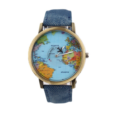 

Women Men Fashion Vintage Casual World Map Dial Analog Quartz Wrist Watch