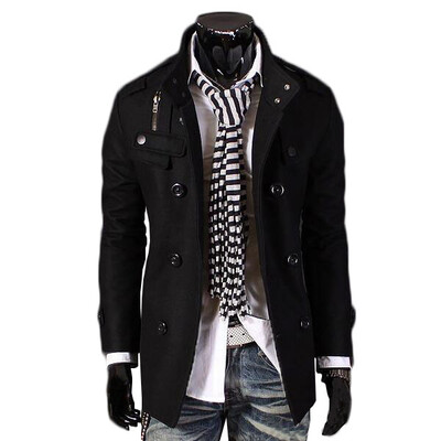 

Zogaa Autumn And Winter Mens Wind Double-breasted Stand Collar