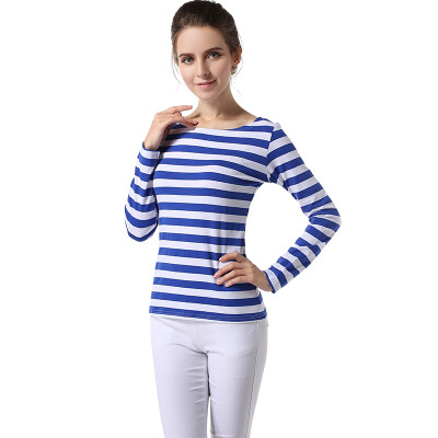 

POPBASIC Women's Long Sleeve Stripe Pattern T-Shirt Loose Casual Tops