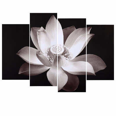 

HD Printed 4-Panel Unframed Lotus Pattern Canvas Painting Wall Art Modular Pictures Decor for Home Living Room Bedroom