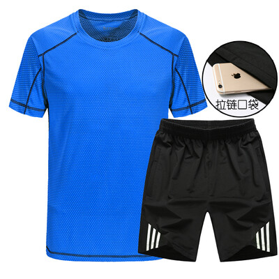 

Sports suit men&39s summer short sleeve fitness suit men&39s sports T-shirt fitness suit breathable quick dry men&39s running suit