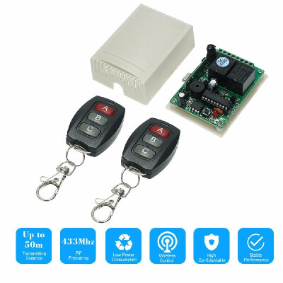 

433Mhz DC 12V 2CH Universal 10A Relay Wireless Remote Control Switch Receiver Module And 5PCS 3 Key RF 433 Mhz Transmitter Remote