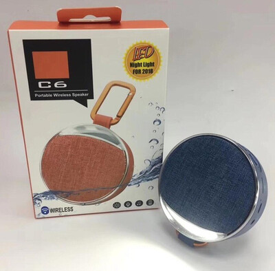 

WH C6 Wireless Portable Bluetooth Speaker Waterproof Mini Stereo LED Night Light Speaker with Hook Support TF Card for xiaomi