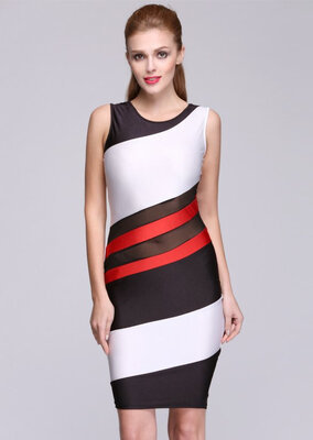 

Stylish New Fashion Women Sleeveless O-neck Sexy Stretch Dress