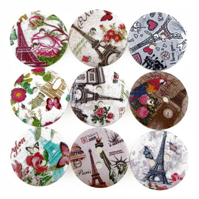 

mymei 1 мешок 100pcs смешанной схеме деревянные кнопки для шитья и альбом 20мм