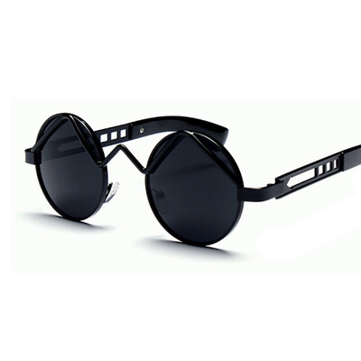 

FEIDU Tek Gothic Steampunk Sunglasses Men Women W Shaped Retro Metal Coating Mirror Round Sun Glasses Oculos De Sol Feminino