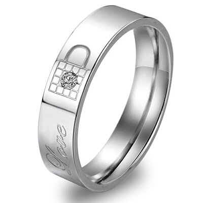 

Hpolw Best selling LOCK & KEY Engraving Couple Rings 316L Stainless Steel MenWomen Romantic Wedding Jewelry crystal ring