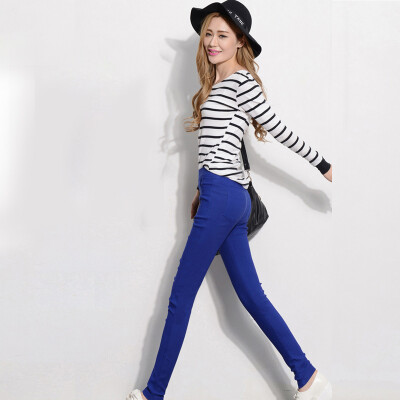 

MAZOE fashion candy color casual pants 1611 blue