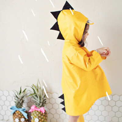 

Banjeni childrens raincoat non-disposable boy girl poncho cloak raincoat cute little dinosaur schoolbag poncho cloak child rain gear reusable yellow