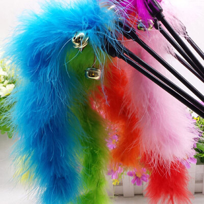 

Cat Kitten Pet Teasers Turkey Feather Interactive Stick Toys Wire Chaser Wand