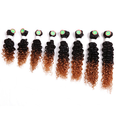 

8pcs Jerry Curl Human Hair 8-14inch Kinky Curly Hair Weave Ombre BrownBlondeBurgundy Human Hair Extensions
