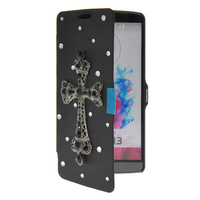 

MOONCASE Bling Rhinestone Crystal Ultre Slim Leather Side Flip Wallet Shell Back ЧЕХОЛ ДЛЯ LG G3 Black