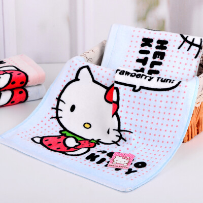 

Yaguang towel textile Hello Kitty Hello Kitty Love Strawberry cotton cartoon printing velvet towel blue 92g / Article 34 * 76cm