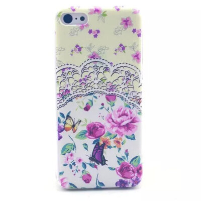 

MITI Colorful Flower Girls Pattern Transparent Cartoon Skin Back Hard Case Cover Protector For Apple iPhone 5C 4.0