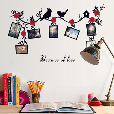 

3D Wall Sticker Black Art Photo Frame Memory Home Decor Wall Decal Birds Flower Vine