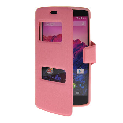 

MOONCASE View Window Leather Side Flip Pouch Hard board Shell Back чехол для LG Google Nexus 5 Pink
