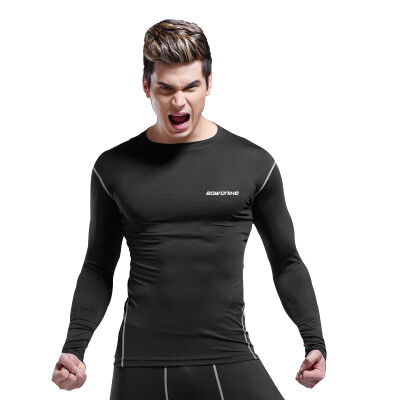 

BOWONIKE Sports Tights Long Sleeve Elastic Breathable Basketball Skill Training Exercise Running Fitness T-Shirt Riding Fast-Action Bodywork Black