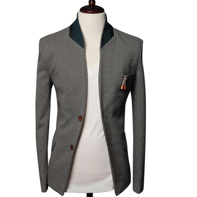 

Zogaa New Mens Suit Fashion Contrast Color Stand Collar