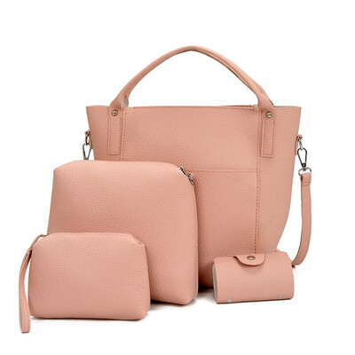 

SMOOZA 4 PCS Composite Bag Set for Women Bag PU Leather Shoulder Handbag Female Casual Totes small Messenger Bag Bolsa Feminina