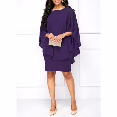 

Women Elegant Cascading Ruffles Designer Dress Summer Evening Celebrity Party Plus Size Dress
