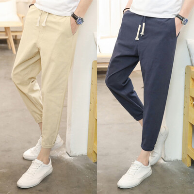 

Men&39s nine-ninths flax flax Korean version of the trend loose-fitting casual pants small feet cotton hemp pants two men&39s pants