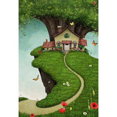 

Nice Tree House Photo Backdrop 57FT Vinyl Fabric Cloth Digital Printing Birthday Background -3064