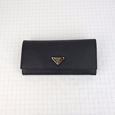 

Prada gold triangle cross-stitch wallet