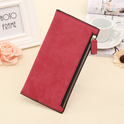 

Wallet New Lady Long Matte Leather zipper female purse Cards Holder Clutch bag
