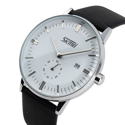 

SKMEI 7171 Mens Business Style Second Dial Leather Band Quartz Wristwatch