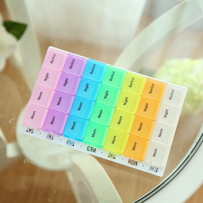

mymei 28 Slot Weekly 7 Day Medicine Storage Pill Tablet Organizer Container Case Box