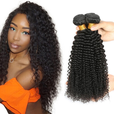 

Brazilian Curly Human Hair 3Pieces Natural Color Human Virgin Kinky Curly 100 Unprocessed Hair Weaving Free Shipping